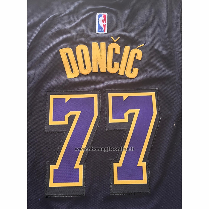 Maglia Los Angeles Lakers Luka Doncic No 77 Citta 2024-25 Viola